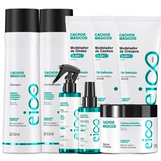 Eico Pro Cachos Mágicos Shampoo Condicionador Máscara Leave-in Spray Fluído Óleo Nutritivo 6 Itens