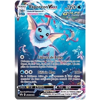 Carta Gigante Eevolução Vaporeon VMAX! Brilhante