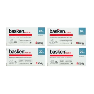 Kit 4 Vermífugo Basken Plus 20 Antiparasitário 5Kg Konig