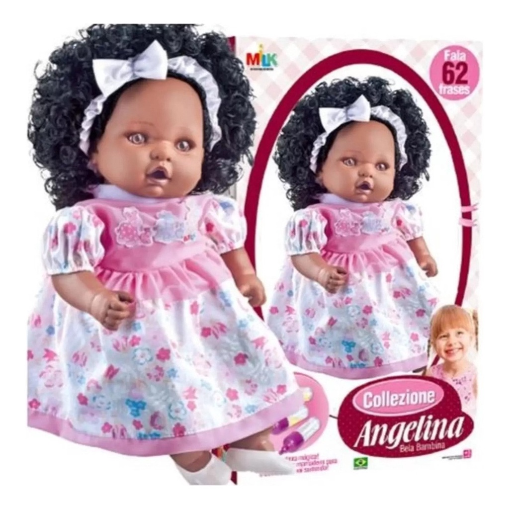 Boneca Collezione Angelina Negra Milk Brinquedos - Lojas Tem