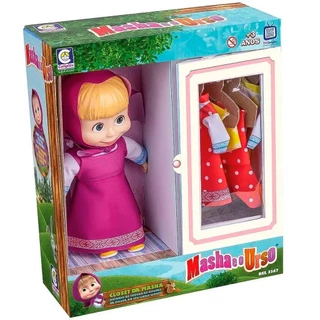 Boneca Closet Da Masha 23 Cm Masha E O Urso Super Divertida E Estilosa Com Roupinhas 2567 - Cotiplas Brinquedos