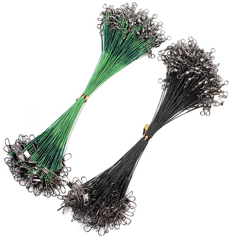 Líder De 100 Peças De Arame De Pesca Com Cabo Giratório Linha De Aço Durável Acessório Núcleo De Chumbo