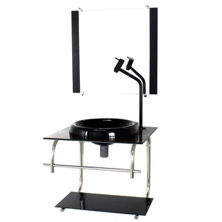 GABINETE DE VIDRO 40CM INOX MARMORE IMPERADOR COM TORNEIRA METAL PRETA