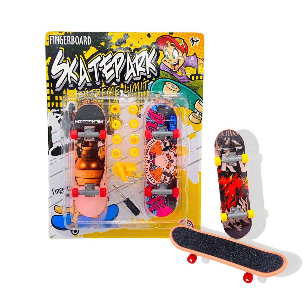 Kit 2 Mini Skate De Dedo Infantil Com Acessório Criança