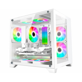 Gabinete Gamer K-Mex Wave 2 Lateral em Acrílico com 3 Coolers e Fita LED  RGB CG-A3TP