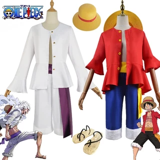 Nika Luffy Gear 5 Cosplay Anime Costume Fato Branco Camisa Calça Chapéu Sash Monkey Halloween Conjunto De Festa De Natal