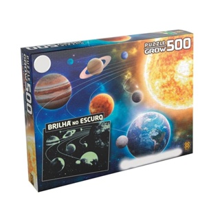 Quebra-Cabeça 500 Peças Sistema Solar Brilha No Escuro -Grow