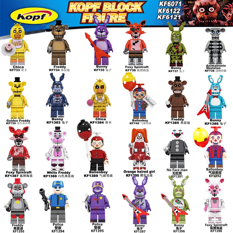 Blocos De Construção Minifiguras Five Nights at Freddy's Series Freddy Bonnie Chica Foxy Brinquedo Para Crianças