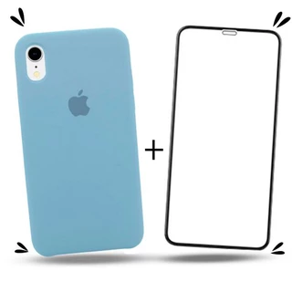 Kit 2em1 Capa + Pelicula Para iPhone XR / iPhone 11 - Case Silicone Aveludada + Pelicula de Vidro 3D Full Cover ( Selecione Modelo )