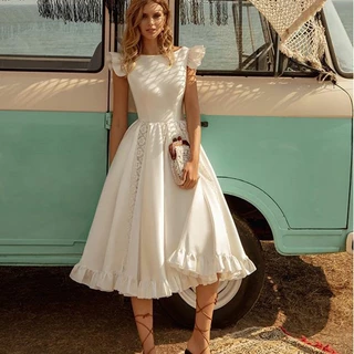 Noiva Dama De Honra Elegante Rufo Sem Mangas Festa Midi Long Dress