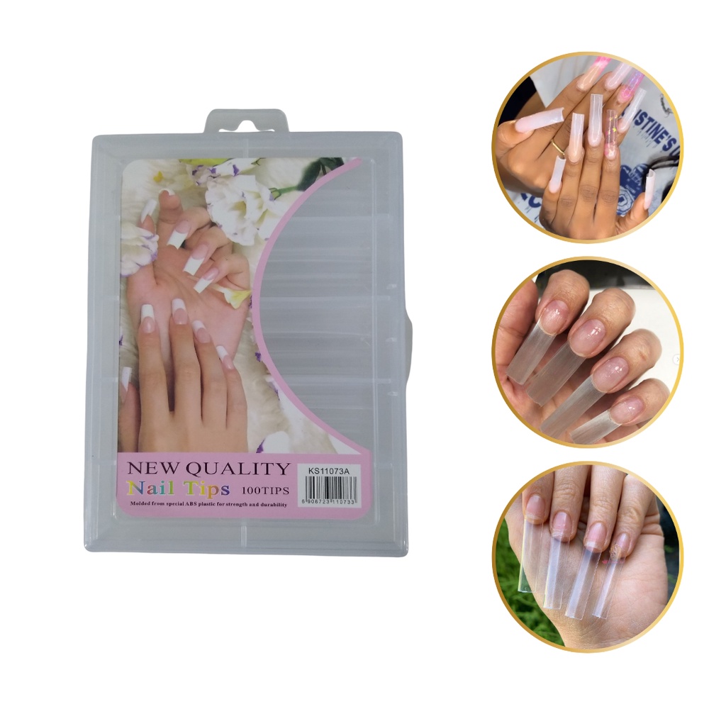 Unhas tips Realista curva C longa 100 unidades + estojo | Shopee Brasil