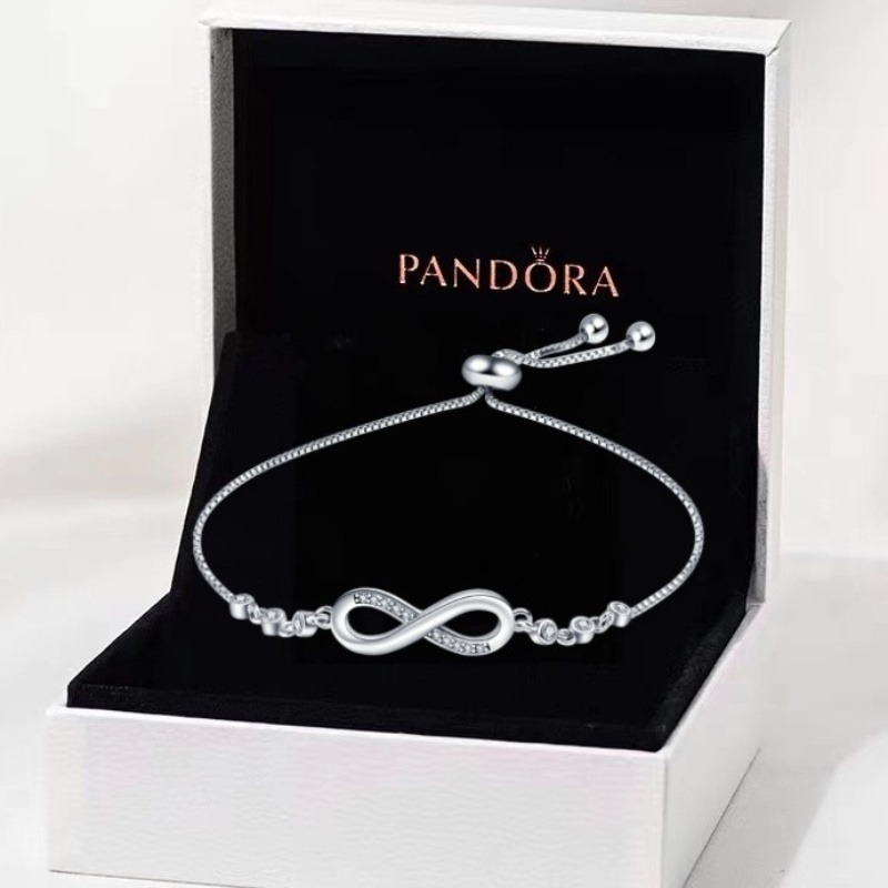 Pulseira Feminina De Alta Qualidade Pandora 100 % Prata S925 Ajustável 8 Personagens Presente De Encanto