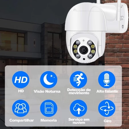 Camera Ip Giratória Wifi Externa Speed Dome Zoom Prova Água