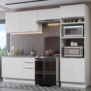 Armário de Cozinha Completa 270cm Branco Stella Madesa 05 em Oferta na Shopee
