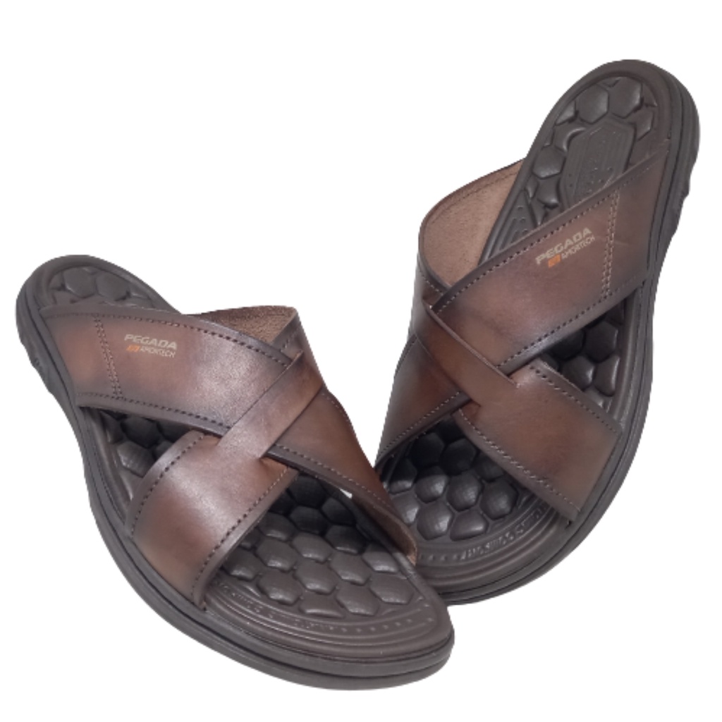 Chinelo Pegada Masculino Couro Legitimo Amortecedor Conforto