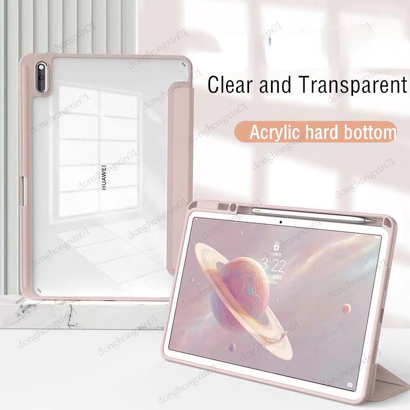 Capa De Couro Trifold Trasparente Para IPad Pro 12.9 2022 6a 12.9 2015 2017 12.9 2021 2020 2018 Slim Clear Hard PC À Prova De Choque Com Porta-Lápis