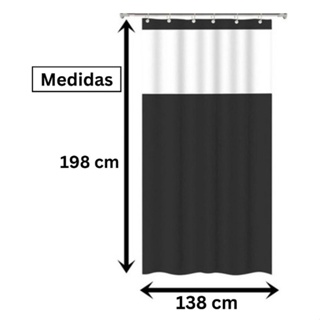 Cortina Box com Visor Transparente Em PVC Para Banheiro Anti Mofo Com Ganchos 1,98x1,38