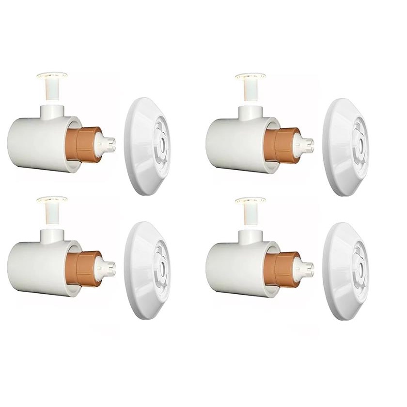Kit 4 Dispositivos De Hidromassagem Bico Jato Sobrepor Em Abs Encaixe 50mm Para Piscina