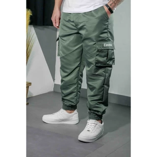 Calça Jogger Cargo Corta Vento Combat Masculina Verde Skate