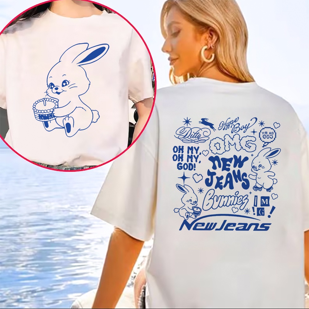 2023 NewJeans T Shirt Moda Mulher Harajuku Estética Gráfica Kawaii-Unisex Streetwear Casual Cotton Tees Camisetas Coréia