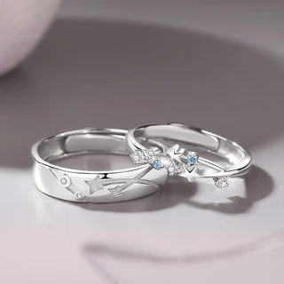 Acompanhado Por Um Casal De Estrelas Anel De Homens E Mulheres , Par Frescas Incrustadas De Diamante Chuva De Meteoros