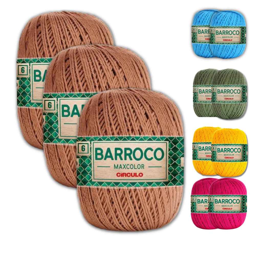 Kit 3 Barbante Fio Barroco Maxcolor nº 6 - 200g - Círculo