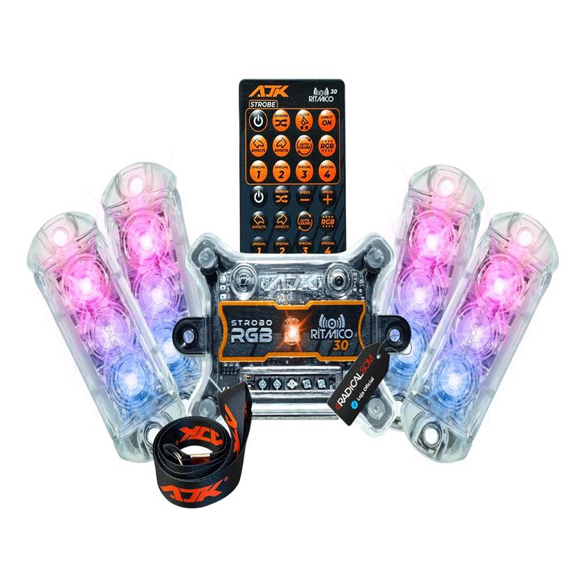 Kit 4 Strobo Automotivo Ajk 3.0 Saida?p/?fita Led + Cordao | Shopee Brasil