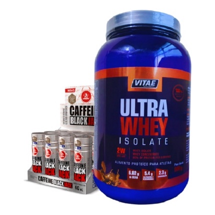 Kit Ultra Whey Isolate 2w Vitae + 12un Cafeína Black Jack