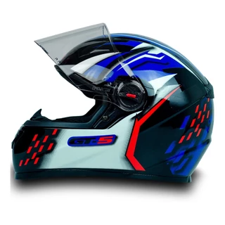 Capacete Fechado Moto Gt5 Azul Vermelho C Narigueira Tam 60