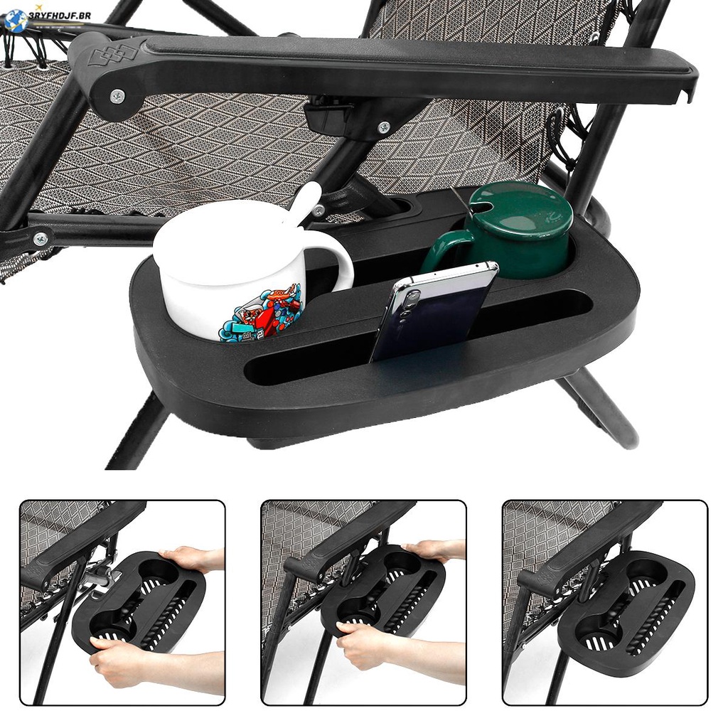 Cadeira De Gravidade Bandeja Plástica Para Lounge Porta-Copos Dobrável Recliner