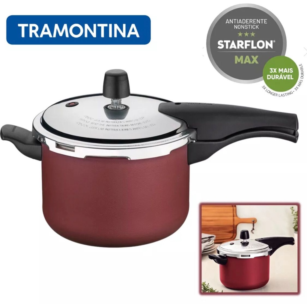 Panela de Pressão Tramontina Starflon Max Vancouver 4,5L com revestimento antiaderente