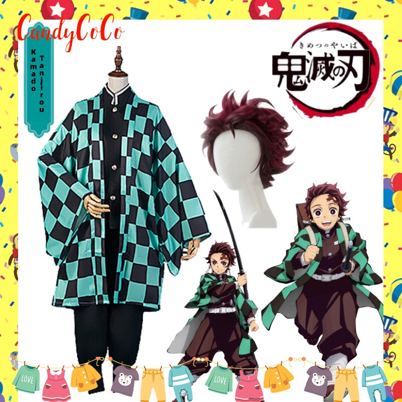 Caçador de Demônios de Anime: Kimetsu No Yaiba Zenitsu Giyu Tanjirou Kamado  Nezud Cosplay Feminino Masculino Fantasia de Kimono Uniforme GJCE.