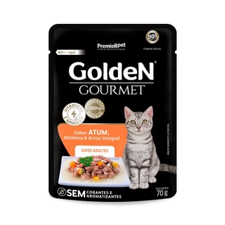 Ração Úmida Sachê Golden Gourmet Gatos Adultos Atum 70g em Oferta na Shopee