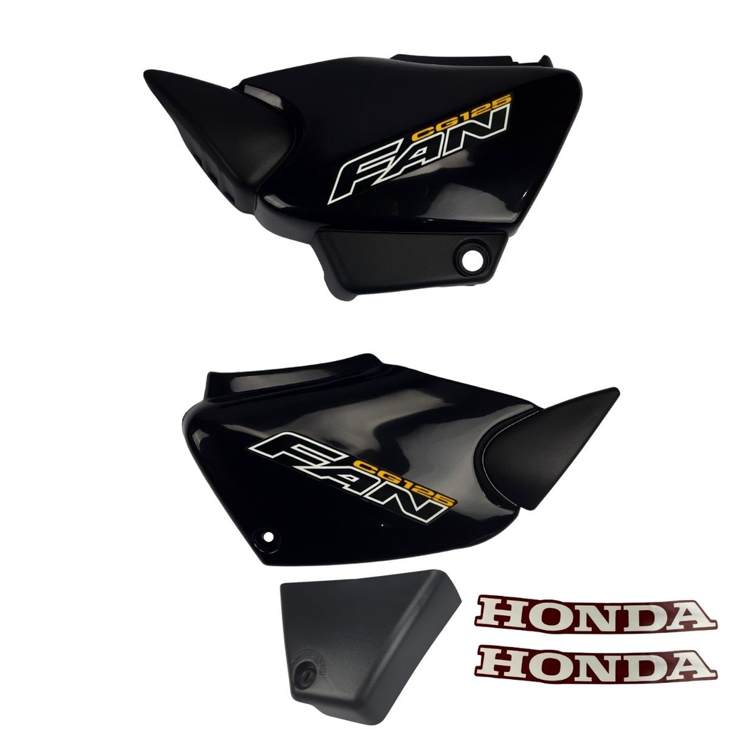 PAR TAMPA LATERAL ADESIVO TITAN 2000 FAN 125 2000 2008 PRETO