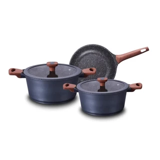 Conjunto/Jogo de Panelas 3 Peças, Frigideira, Caçarola em Alumínio Cerâmic-Flon Titanium MTA - 8450
