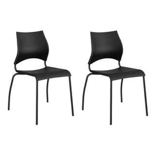 Conjunto 2 Cadeiras Preta e Tubo Preto Carraro