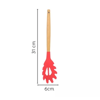 pegador de massa macarrão de silicone 31 CM com cabo de madeira utensílios de cozinha