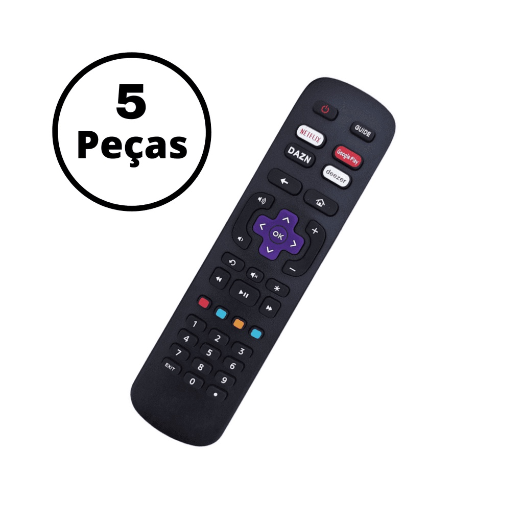 Kit 5 Controle Remoto Compatível Smart Tv Aoc Roku | Shopee Brasil