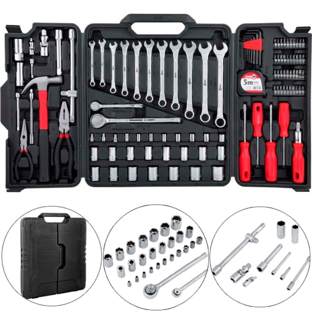 Jogo de ferramentas manuais 111 peças com maleta dobrável - Nove54