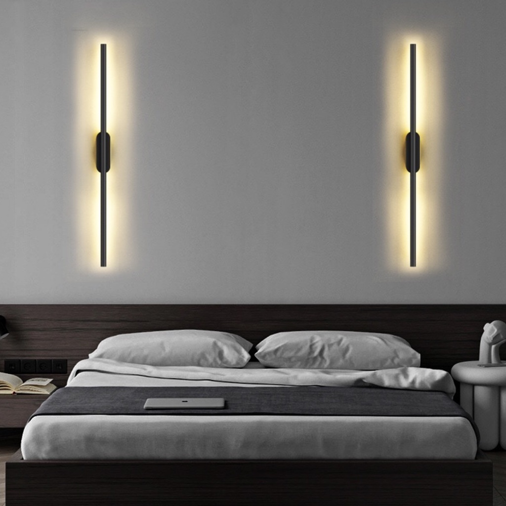 Arandela Parede Linear Moderna Preta 1m 10W 3.000K BIV