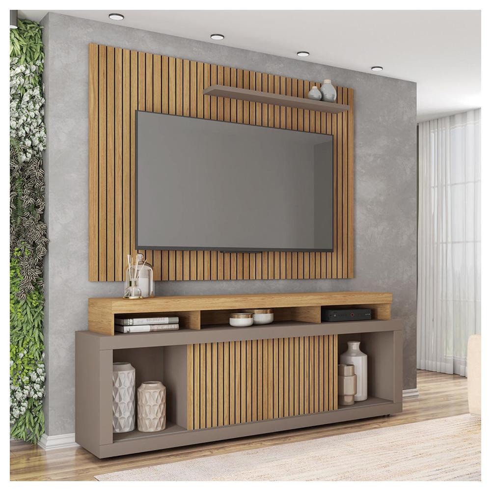 Rack E Painel Para TV até 70 Polegadas Marrom Sun Caemmun