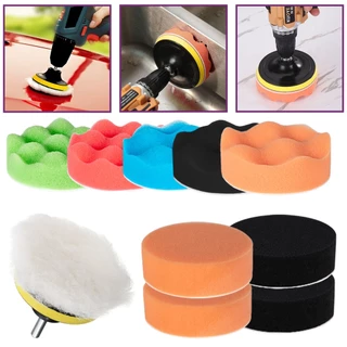 Kit Polimento Automotivo com Boina de Lã, espumas onduladas e lisas 3 Polegadas BEP-001 JEX para Furadeira ou Politriz