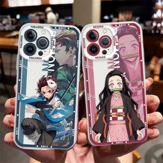 Caixa Criativa À Prova De Choque Demon Slayer Phone Casing for Iphone 14 Pro Max 14 Plus 11 12 13 6 6S 7 8 XS XR SE 2022 Padrão Anime Popular Silicone Transparente E Macio