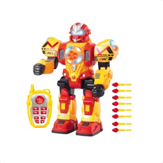 Brinquedo Infantil Robô Robot Fighting Lança 5 Dardos com Controle Anda Desliza Dança Brilha Som Música - Polibrinq 9032