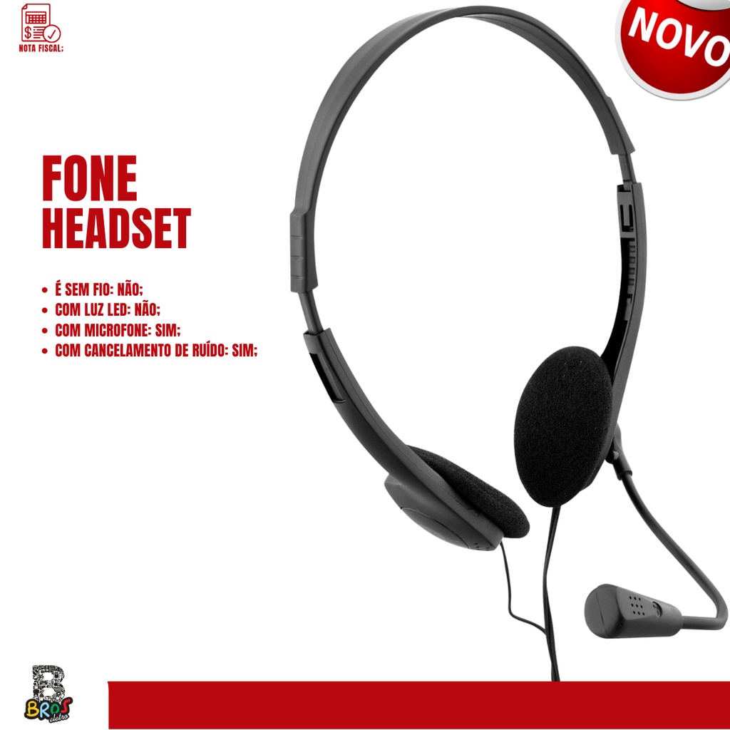 Headset Headphone Fone Microfone Simples Bom Barato P/ Trabalhar em Casa Escrótorio Home Office Call Center P2