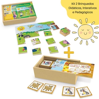 Brinquedos Didáticos Jogo Da Memória e Quebra cabeça Infantil 60 peças Junges