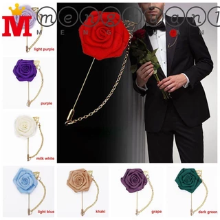 Mengxuan1 Rosas Flores Corsage Noivo Boutonniere Folha Lapela Pin Acessórios De Moda Jóias / Multicolor