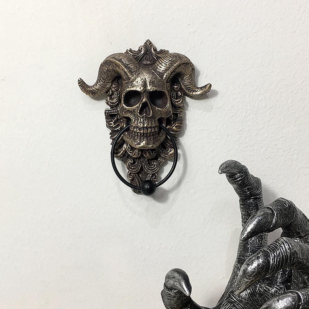 MXMUSTY Aldrava De Porta De Caveira , Cabeça De Ovelha Punk Satanás ...