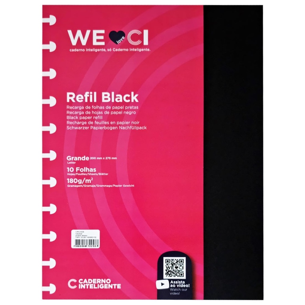 Refil Para Caderno Inteligente Black 180g 10 Folhas Grande | Shopee Brasil