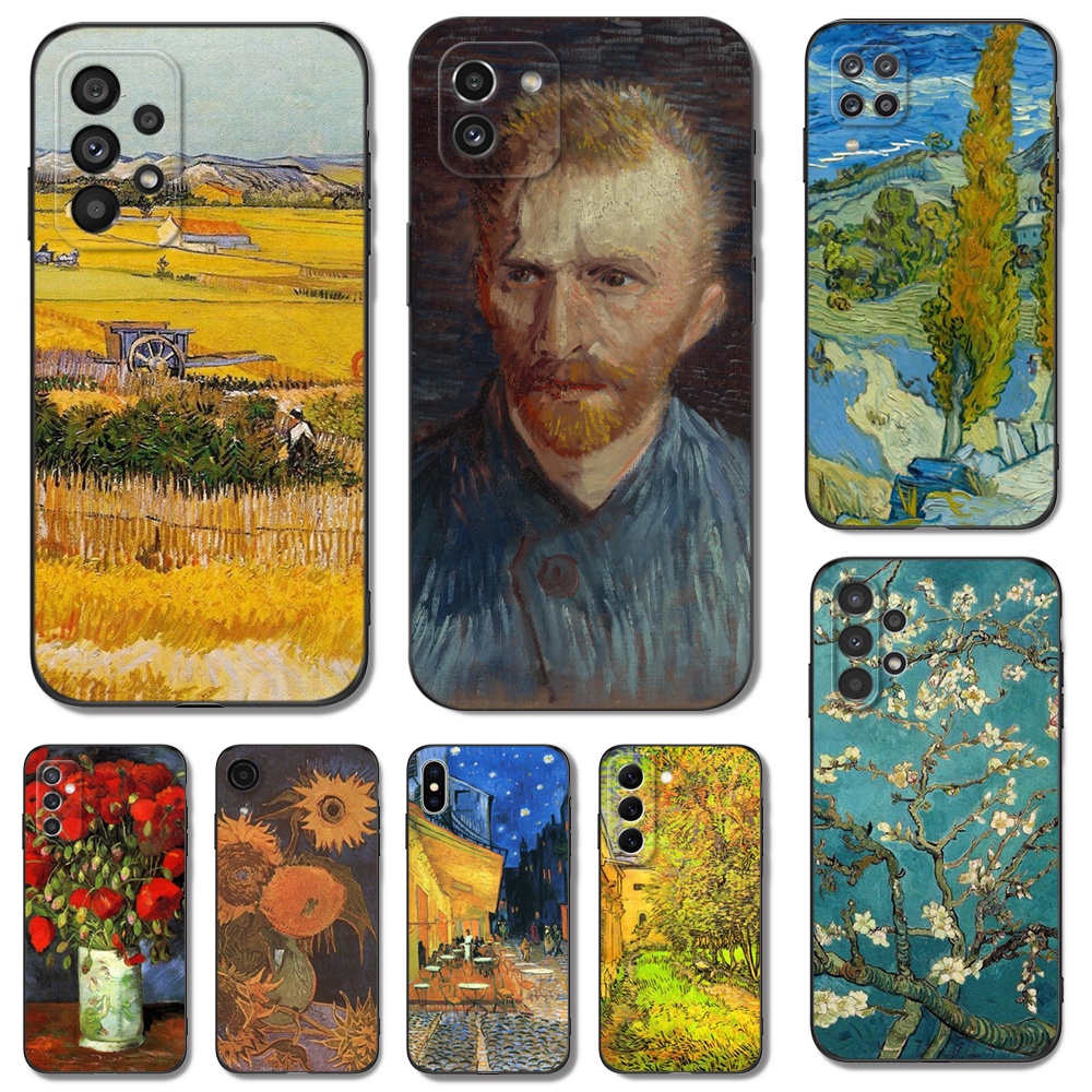 Capa Para Samsung Galaxy A04 4G A14 A34 A54 5G Silicone Flexível Preta tpu Renascentista Pintura Van Gogh